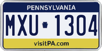 PA license plate MXU1304