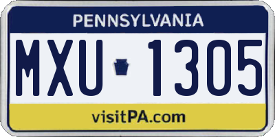 PA license plate MXU1305
