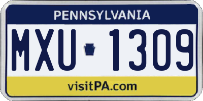 PA license plate MXU1309