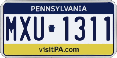 PA license plate MXU1311
