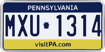 PA license plate MXU1314