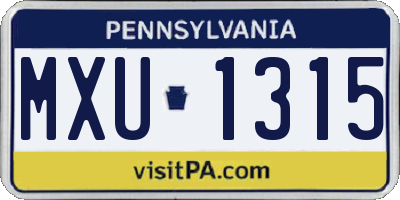 PA license plate MXU1315