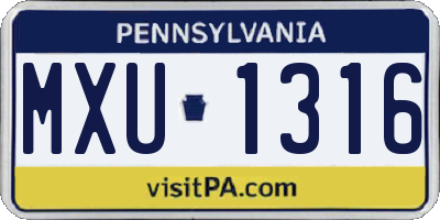 PA license plate MXU1316