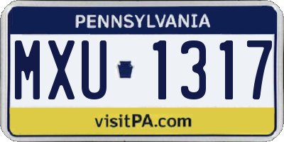 PA license plate MXU1317