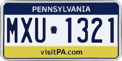 PA license plate MXU1321