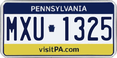 PA license plate MXU1325