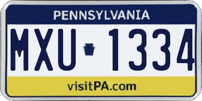 PA license plate MXU1334