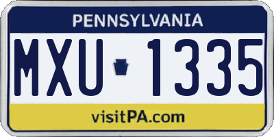 PA license plate MXU1335