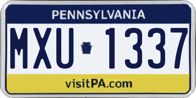 PA license plate MXU1337