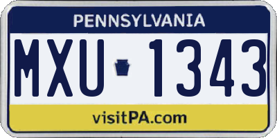 PA license plate MXU1343