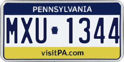 PA license plate MXU1344