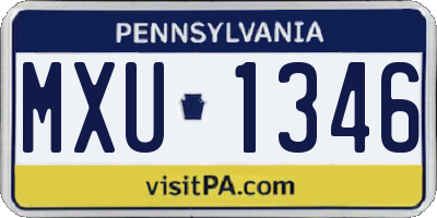 PA license plate MXU1346