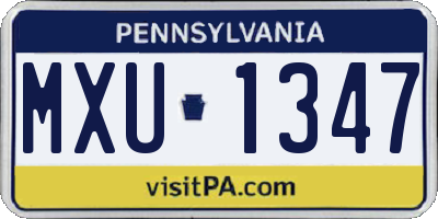 PA license plate MXU1347