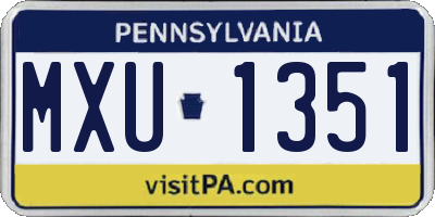 PA license plate MXU1351