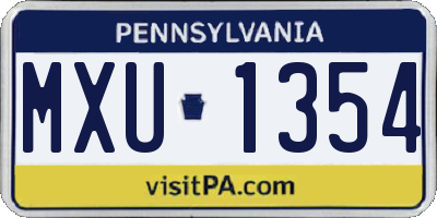 PA license plate MXU1354