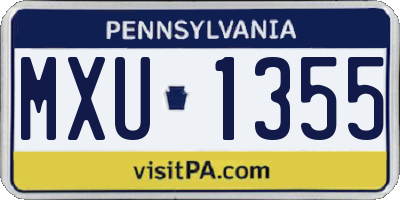 PA license plate MXU1355