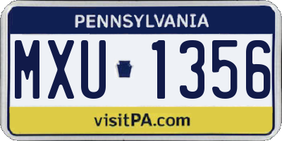 PA license plate MXU1356
