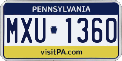 PA license plate MXU1360