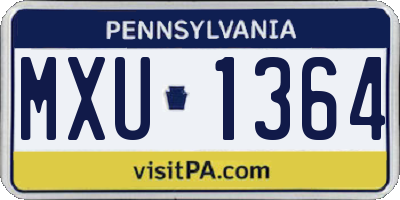 PA license plate MXU1364