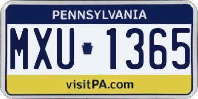 PA license plate MXU1365