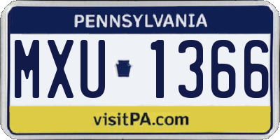 PA license plate MXU1366