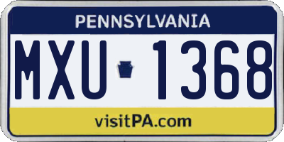 PA license plate MXU1368