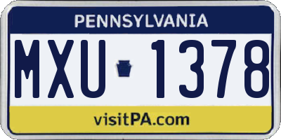 PA license plate MXU1378
