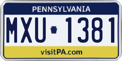 PA license plate MXU1381