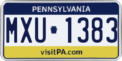 PA license plate MXU1383
