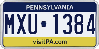 PA license plate MXU1384