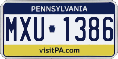 PA license plate MXU1386