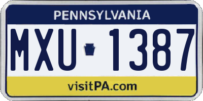 PA license plate MXU1387