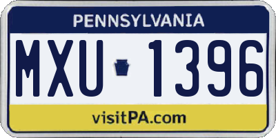 PA license plate MXU1396