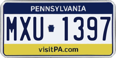 PA license plate MXU1397