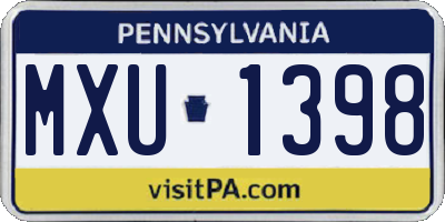 PA license plate MXU1398