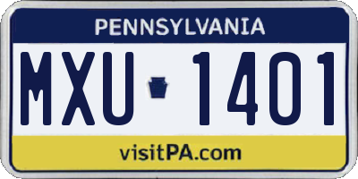 PA license plate MXU1401
