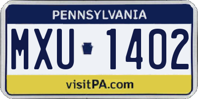 PA license plate MXU1402