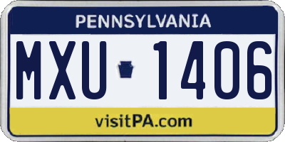 PA license plate MXU1406