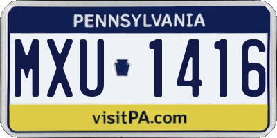 PA license plate MXU1416