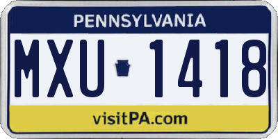 PA license plate MXU1418