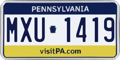PA license plate MXU1419