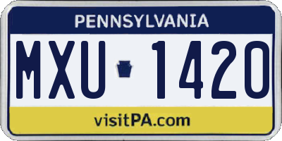 PA license plate MXU1420