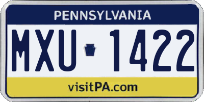 PA license plate MXU1422