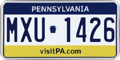 PA license plate MXU1426