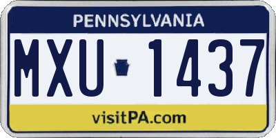 PA license plate MXU1437