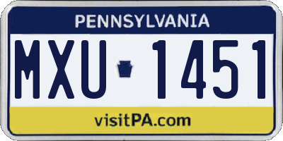 PA license plate MXU1451