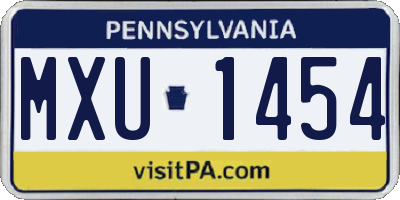 PA license plate MXU1454