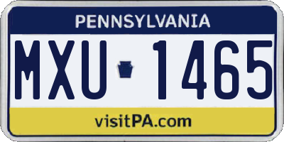PA license plate MXU1465