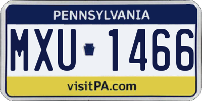 PA license plate MXU1466