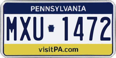 PA license plate MXU1472